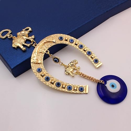Miniatura 4 de Adorno para colgar en la pared de zapato de caballo con elefante de buena suerte, regalo de protección para el hogar, ojo turco griego