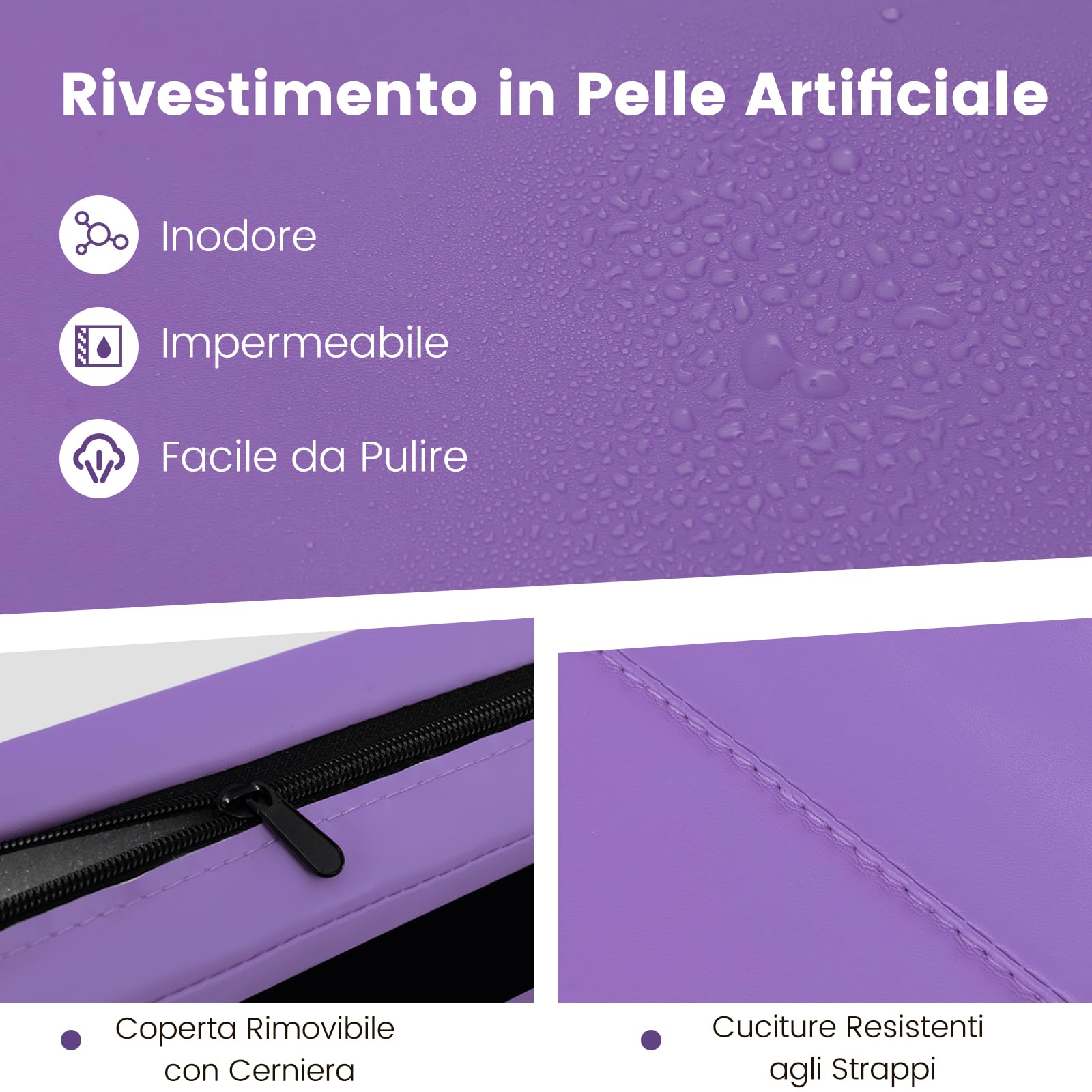 COSTWAY Tappetino Palestra Pieghevole a 4 Pannelli, Tappetino Ginnastica 300 x 117 x 5 CM con Maniglie e Chiusure a Strappo, per Ginnastica, Yoga e Stretching