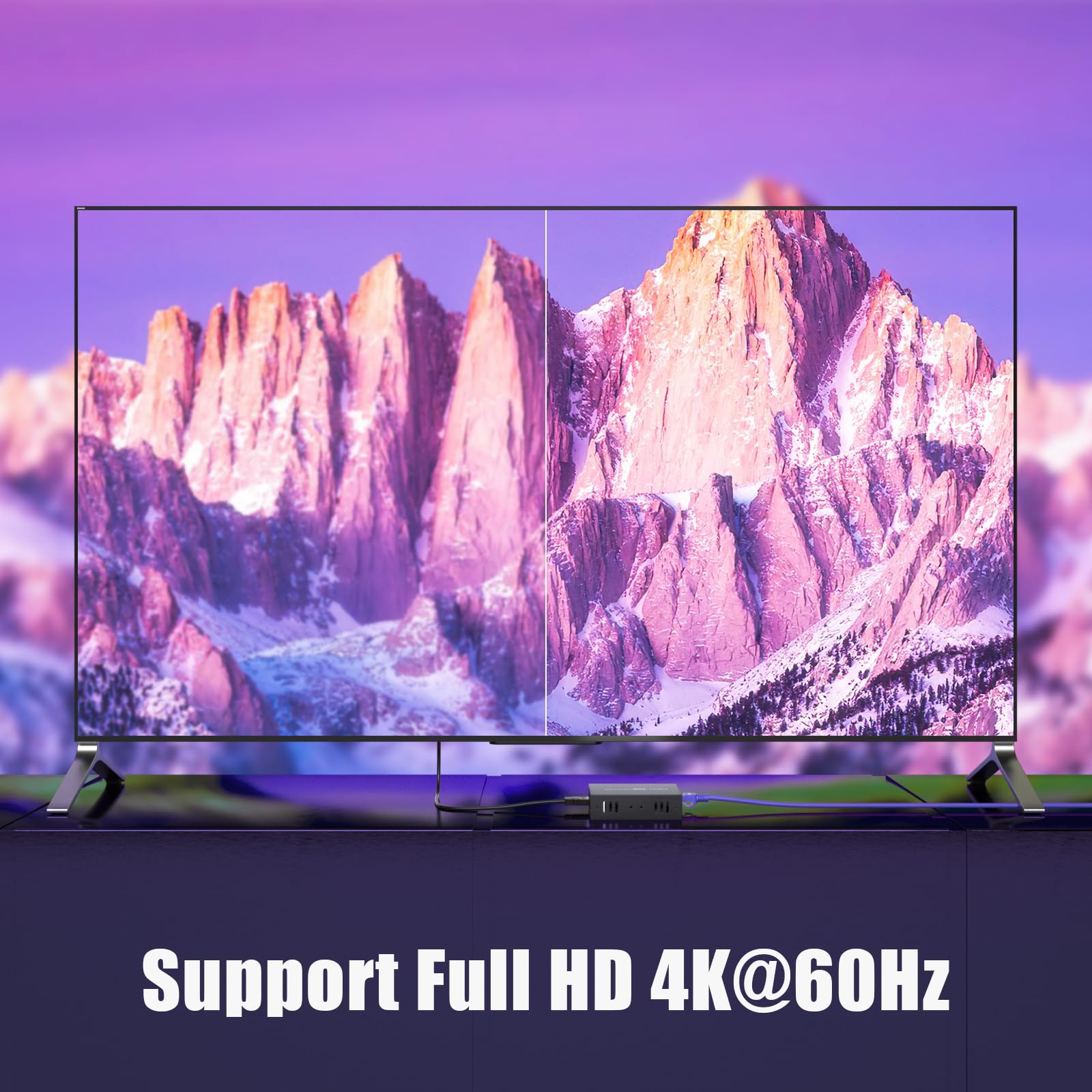 PWAYTEK Extendeur KVM HDMI 4K 60HZ- Kit Émetteur/Récepteur sur Câble RJ45 Cat5/5e/6/7 (50m Max) - Clavier/Sourche USB, Plug & Play​ (noir 4K)