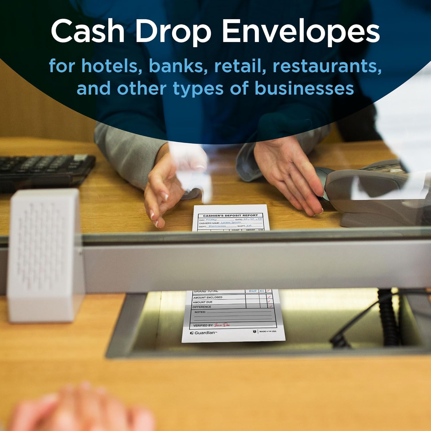 Guardian Cashier Deposit Report Envelopes Self Seal, Pack of 500 Cash Drop Envelopes – Cash Register for Small Businesses – Cashier Register for Retailers & Restaurants – White Envelope (White, 500) - Image 4