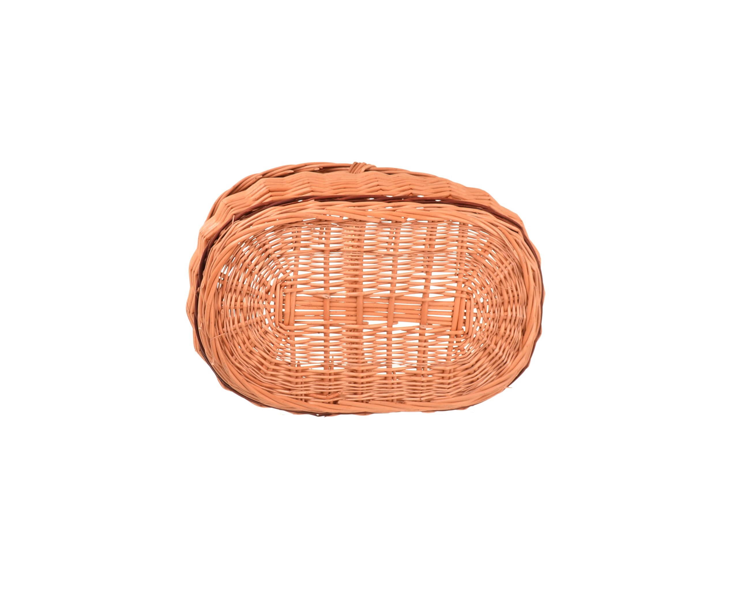 Grand panier en osier avec anse 47 x 35 x 33 cm, tressé pour provisions, pique-nique, champignons, modèle naturel, corbeille rustique