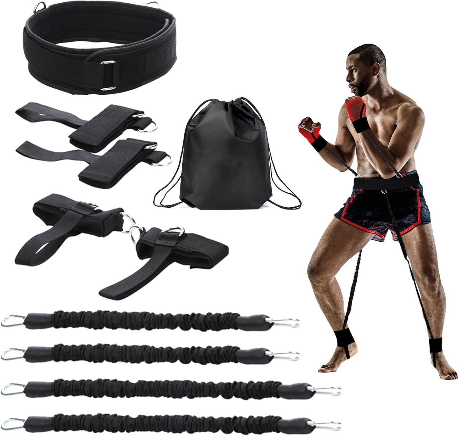 Fitcozi Boxing Resistance Bands, Leg Strength and Agility Speed Resistance Bands Trainer Exercise Power Punch Pro for MMA, Karate Combat, Boxing Basketball Football Training Equipment-image-43