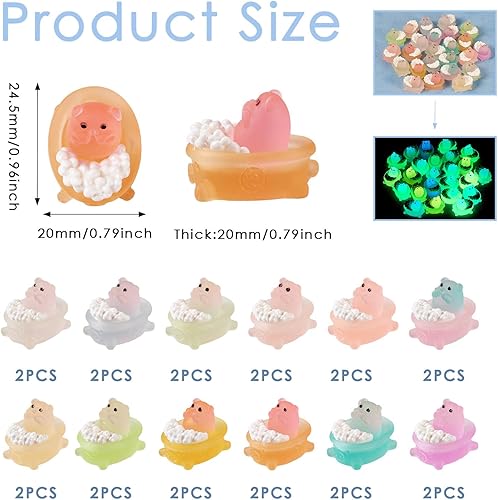 Miniatura 6 de KISSITTY 24 mini figuritas luminosas de resina luminosa de cerdo de hadas, jardín, paisaje, acuario, maceta, decoración para bricolaje, bonsái,