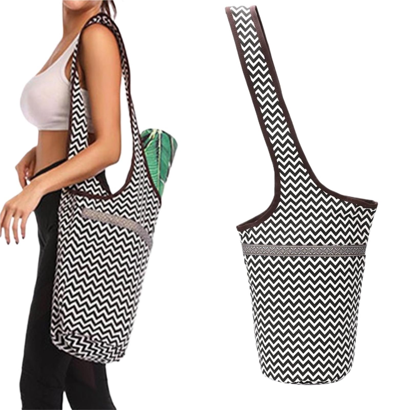 Yogamatte Tasche Lässige Yogamattentasche, Bedruckte Tragetasche mit Reißverschlusstasche for Damen, waschbar
