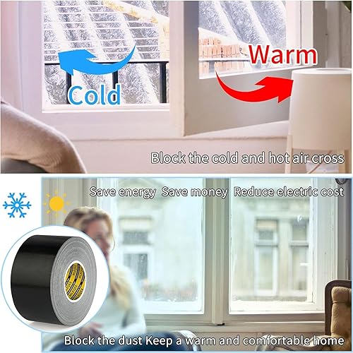 Miniatura 6 de MILEQEE Cinta de sellado de ventana de conducto de tela para invierno, 2.75 pulgadas x 66 pies, cinta aislante de sellado para ventanas y puertas,