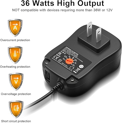 Miniatura 6 de POWSEED 36 W adaptador de CA universal 3 V 45 V 5 V 6 V 75 V 9 V 12 V fuente de alimentación para electrónica doméstica Tiras LED Router HUB HDMI