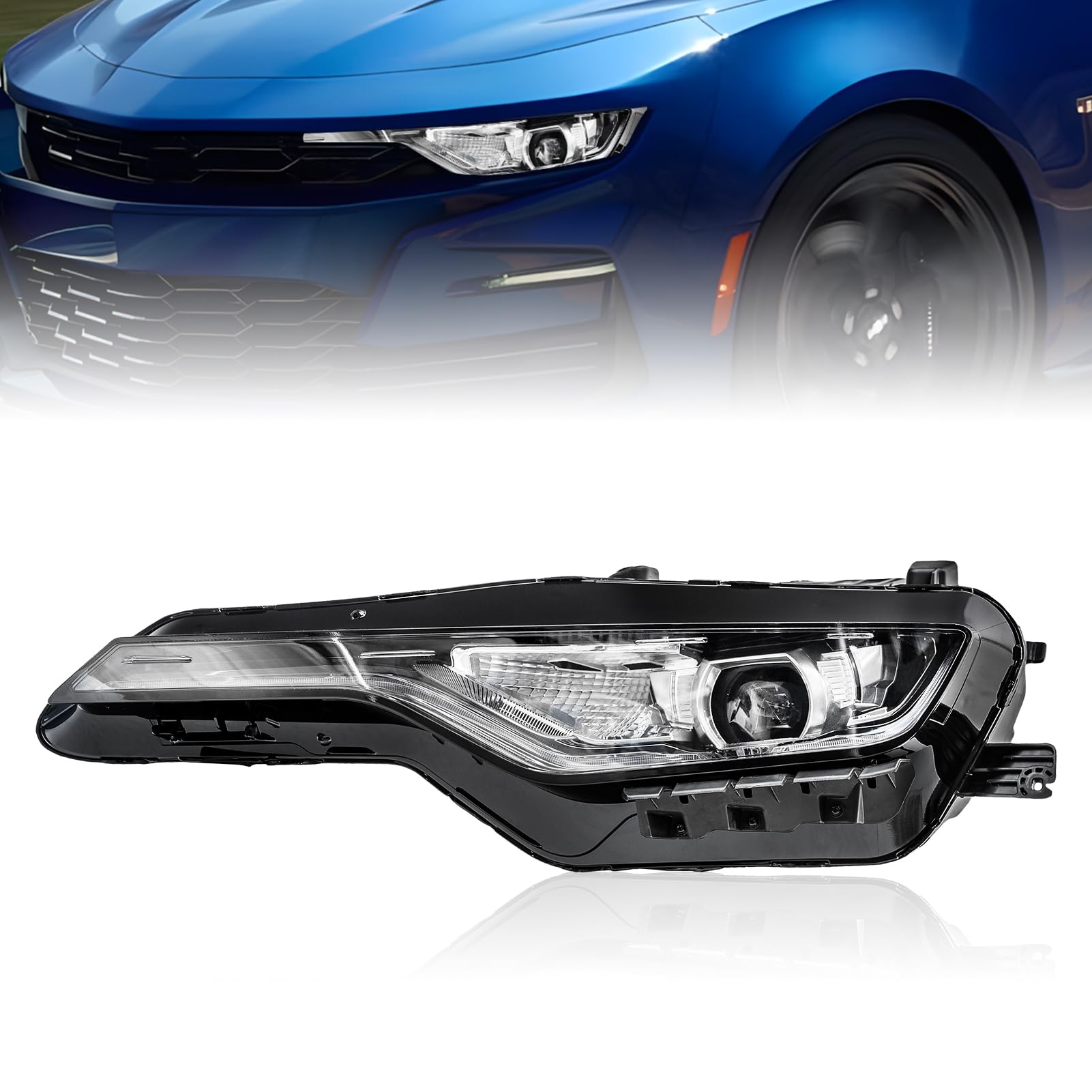 AUTNZE LED Headlight Compatible with 2019 2020 2021 2022 Chevy Chevrolet Camaro SS 1SS 2SS LT w/Bulb Replace GM2502494 (Left Driver Side)
