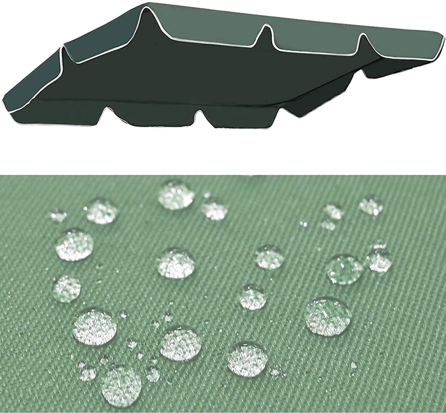Tetto del Dondolo da Giardino Ricambio, Copertura di Ricambio per Altalena da Giardino Impermeabile a 2/3 posti, Protezione UV, Verde