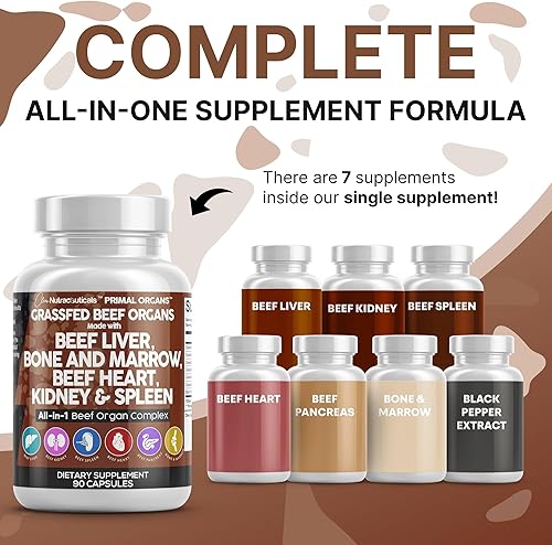 Miniatura 2 de Clean Nutraceuticals Cápsulas de hígado de carne alimentada con pasto, suplemento de calidad premium empaquetado con desecado, corazón de res, bazo,
