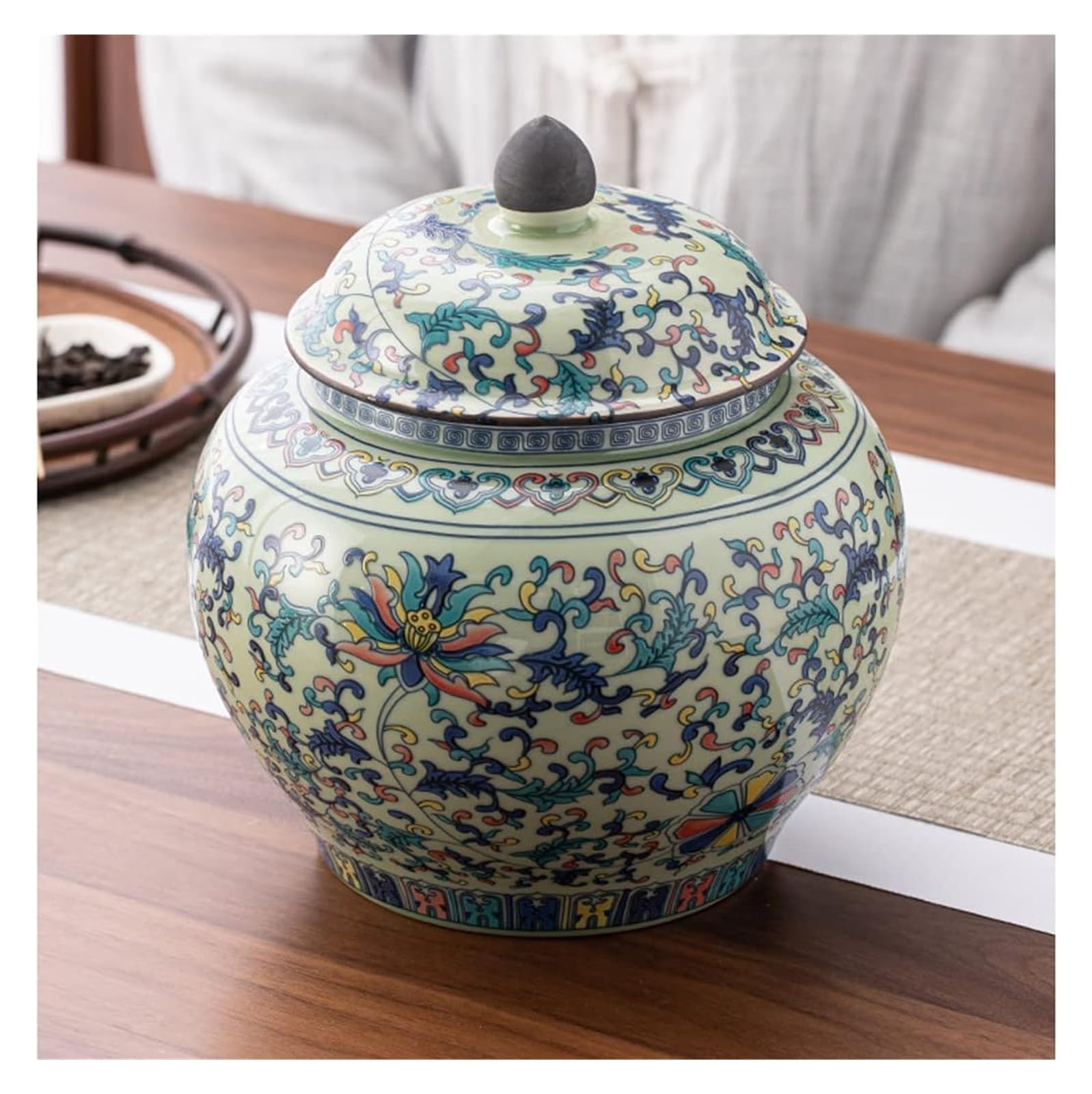 Słoiki z herbatą Dekoracja Słoiki na imbir z pudełkiem, porcelanowy pojemnik na herbatę na sypką herbatę, ceramiczny słoik do przechowywania z zamkniętą pokrywką, pojemnik na herbatę/słoik na kawę/