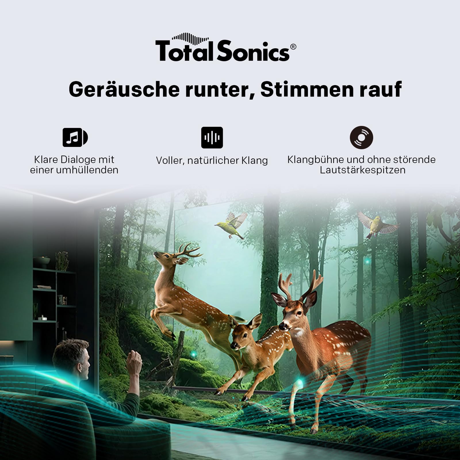coocaa 60 Zoll Fernseher QD-Mini LED TV, 4K Smart TV mit Google TV, HDR10+, Dolby Vision&Atmos, Local Dimming, MEMC Bewegungsglättung, S AI Prozessor, Triple Tuner DVB-T2/C/S2, 60CGNH70Z (2026)
