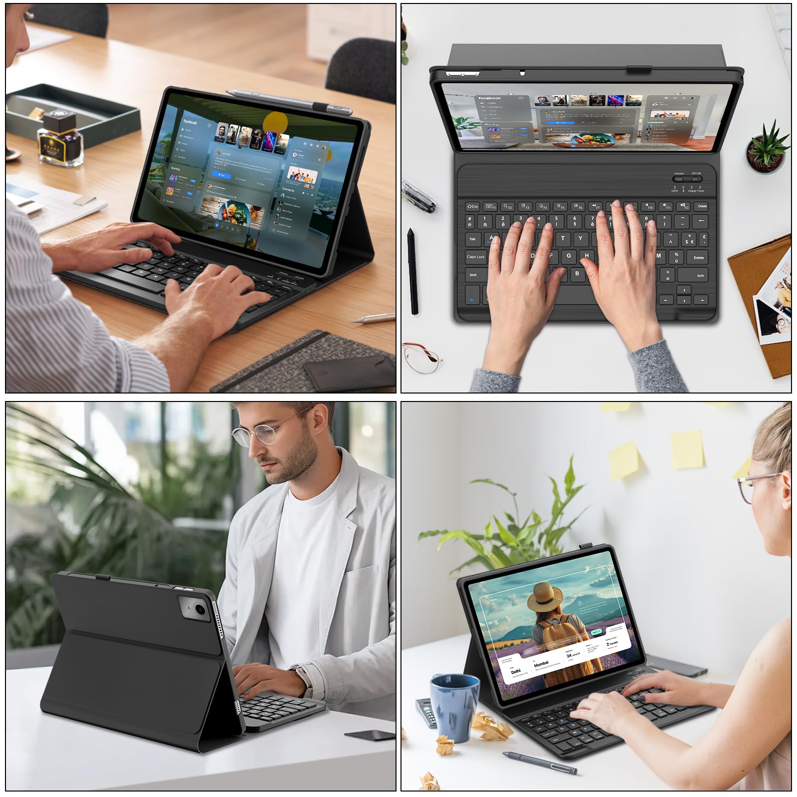 Coque Clavier pour Lenovo Idea Tab 11 Pouces, AZERTY Français Housse Clavier Bluetooth Magnétique Détachable avec Porte Crayon pour Tablette Lenovo Idea Tab 11" 2025 (TB336FU/TB336ZU), Noir