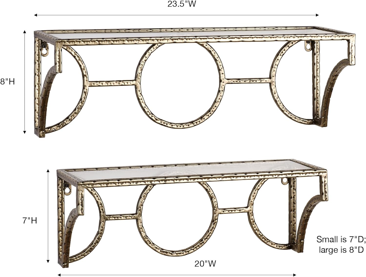 Touch of Class Acton Wall Shelves Set of Two Modern Aged Gold