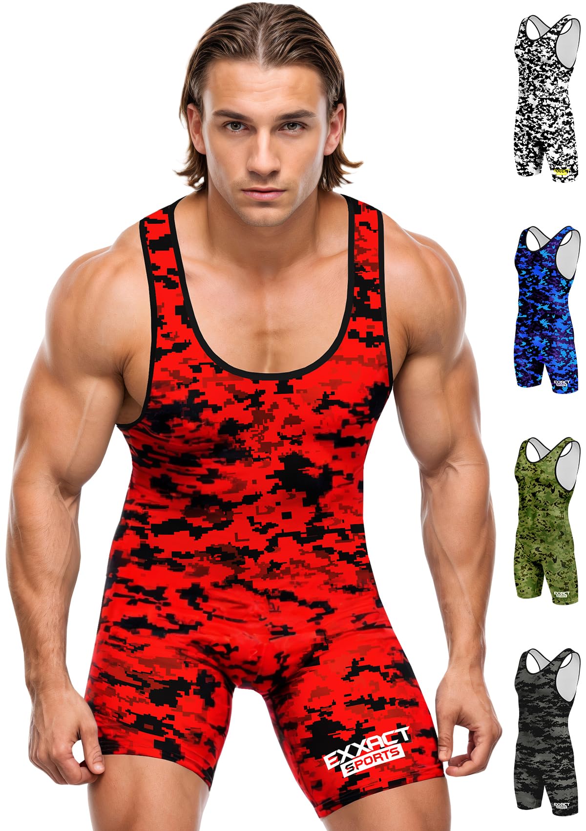 Exxact Sports Sublimated Men's Wrestling Singlet, High-Performance Powerlifting Singlet, Wrestling Singlets for Men