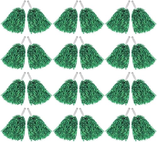 Hooshing 12 pompones de animadora metálicos con asas de plástico para animadores, escuadrón animador, deportes de espíritu de equipo, 12 unidades