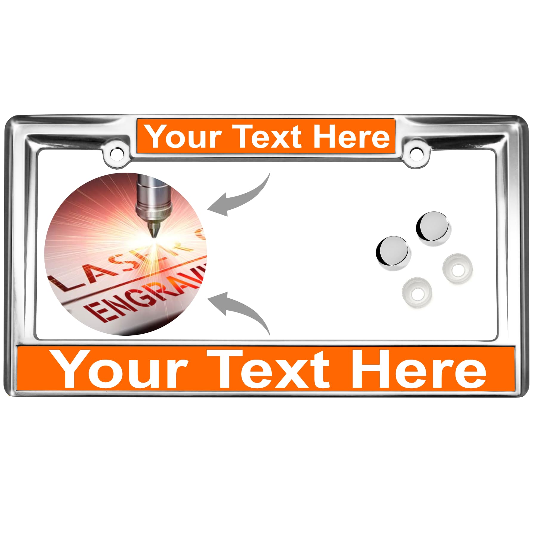 Custom Personalized Heavy Duty Chrome Metal Car License Plate Frame with Free c - Picture 125 of 132