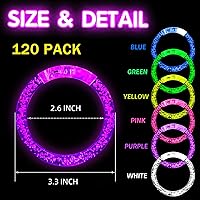 Vista 4 de 90 pulseras LED que brillan en la oscuridad, suministros de fiesta, pulseras iluminadas para niños y adultos, recuerdos de fiesta para Navidad