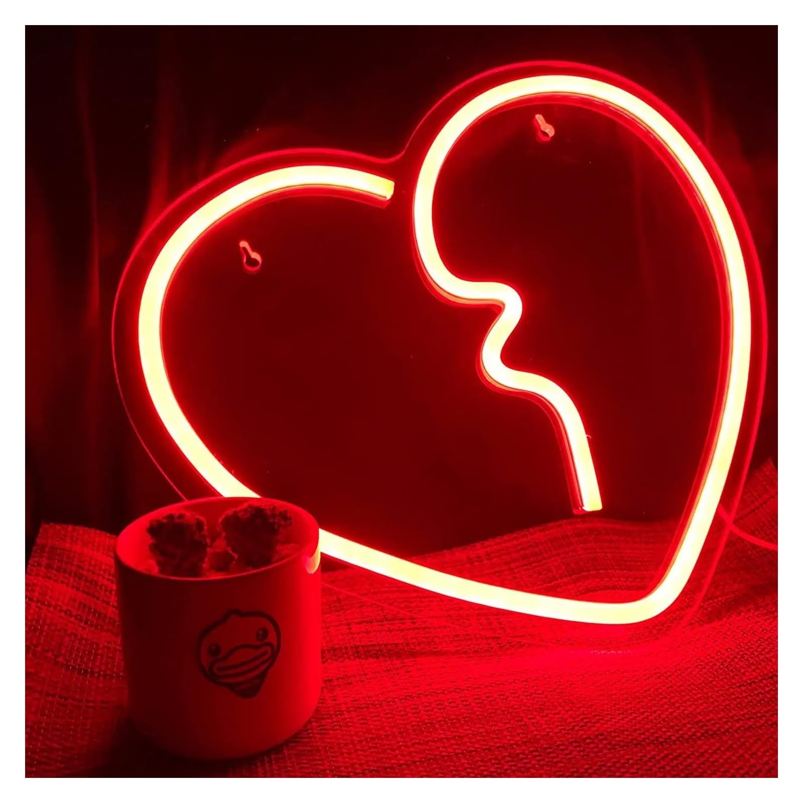 Luces Art Decoration Christmas Letrero Luminoso - De Neón Con Corazón Roto, Decoración De Pared De Barra LED (35x30 CM), Decoración Acrílica Para Habitación