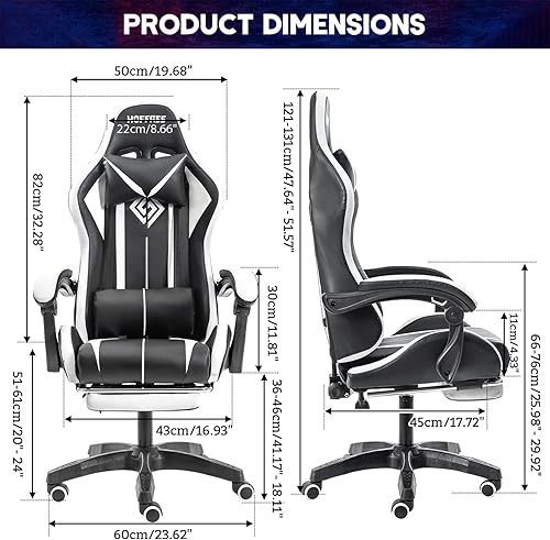 Miniatura 2 de HOFFREE - Silla de Gaming con Masaje, Luces LED RGB y Reposapiés - Silla Ergonómica para Computadora con Respaldo Alto, Silla de Videojuego con