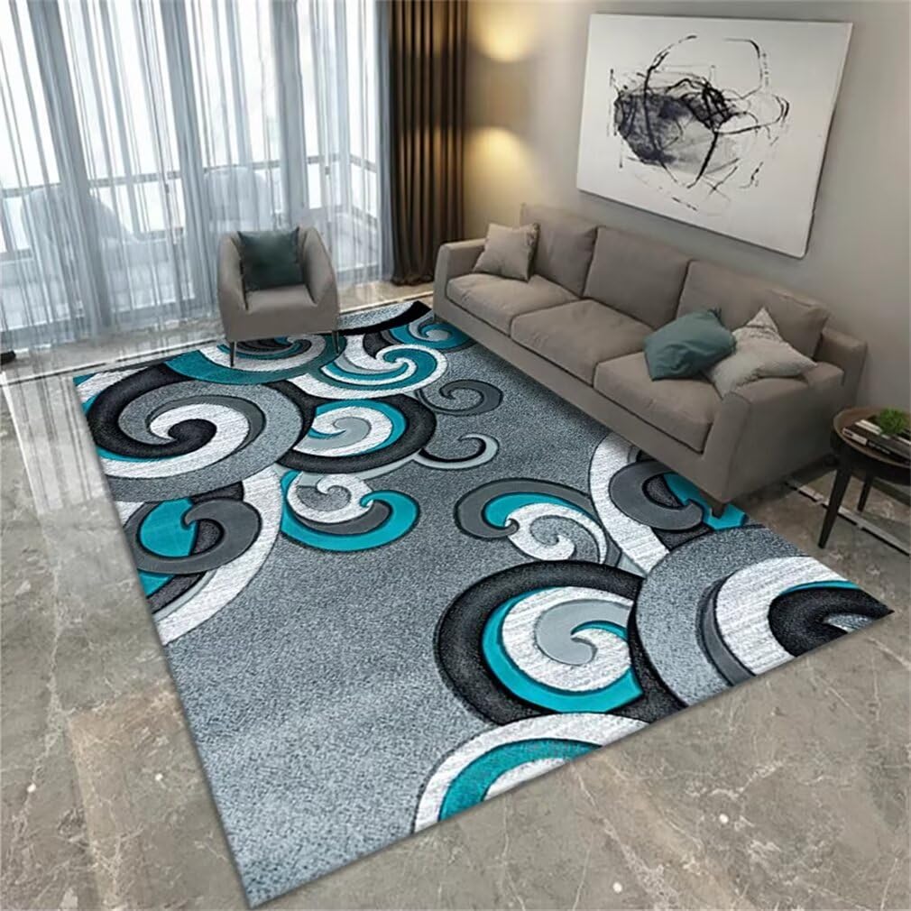 Tapis chambre ado fille extérieur salon bleu ondulé 50x70cm antihumidité