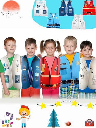 Miniatura 3 de Puteraya 15 Pcs Kids Community Helper Dress Up Vest Career Cosplay Clothes Occupation Costumes for Toddlers Role Pretend Play