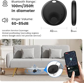 [4 Pack] Tracker Tags - 4 Pack for Android & iOS Find My Apps, Bluetooth Tracker Compatible with Both Google's Find Hub & Apple Find My App, Item Finder for Keys, Wallet, Luggage, Bicycle
