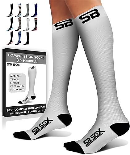 Miniatura 26 de SB SOX - Calcetines de compresión (20-30 mmHg) para hombres y mujeres - Calcetines de compresión para usar todo el día, mejoran el flujo sanguíneo