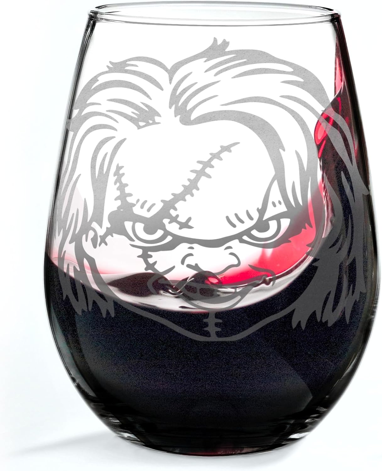 LumEngrave CHUCKY Engraved 17oz Wine Glass | Inspired by Horror Film Classic Scary Movies | Great Holiday Gift Idea!
