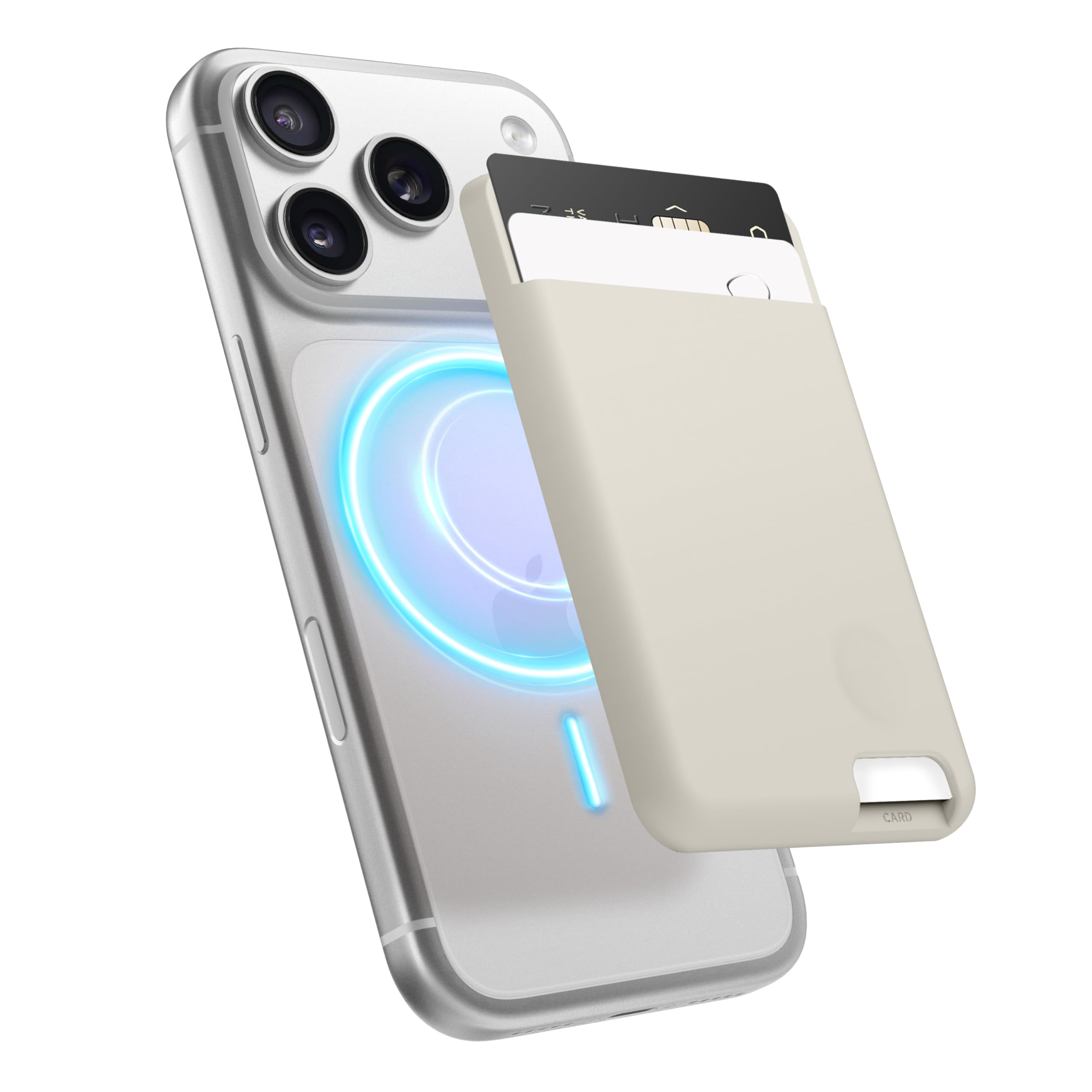 Silicone Card Pocket compatible with MagSafe Wallet [2 Card Holder Slot] - Stone