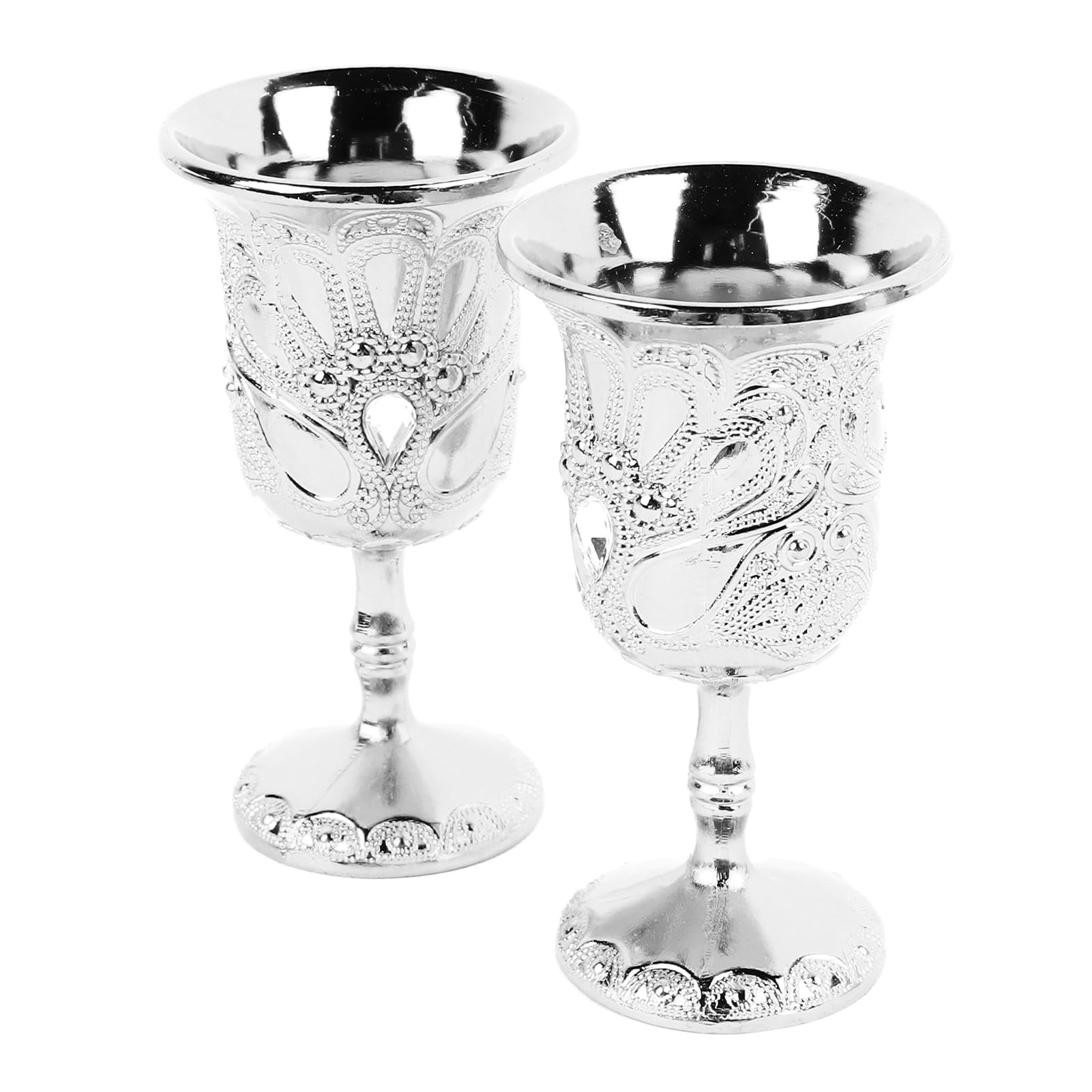 TOPINCN 2 teiliges Vintage Cocktailglas Set aus Metall, Cocktail Silberweinkelche aus Metall, Retro Weinglas für Party, Büro, Hochzeit, Jahrestag