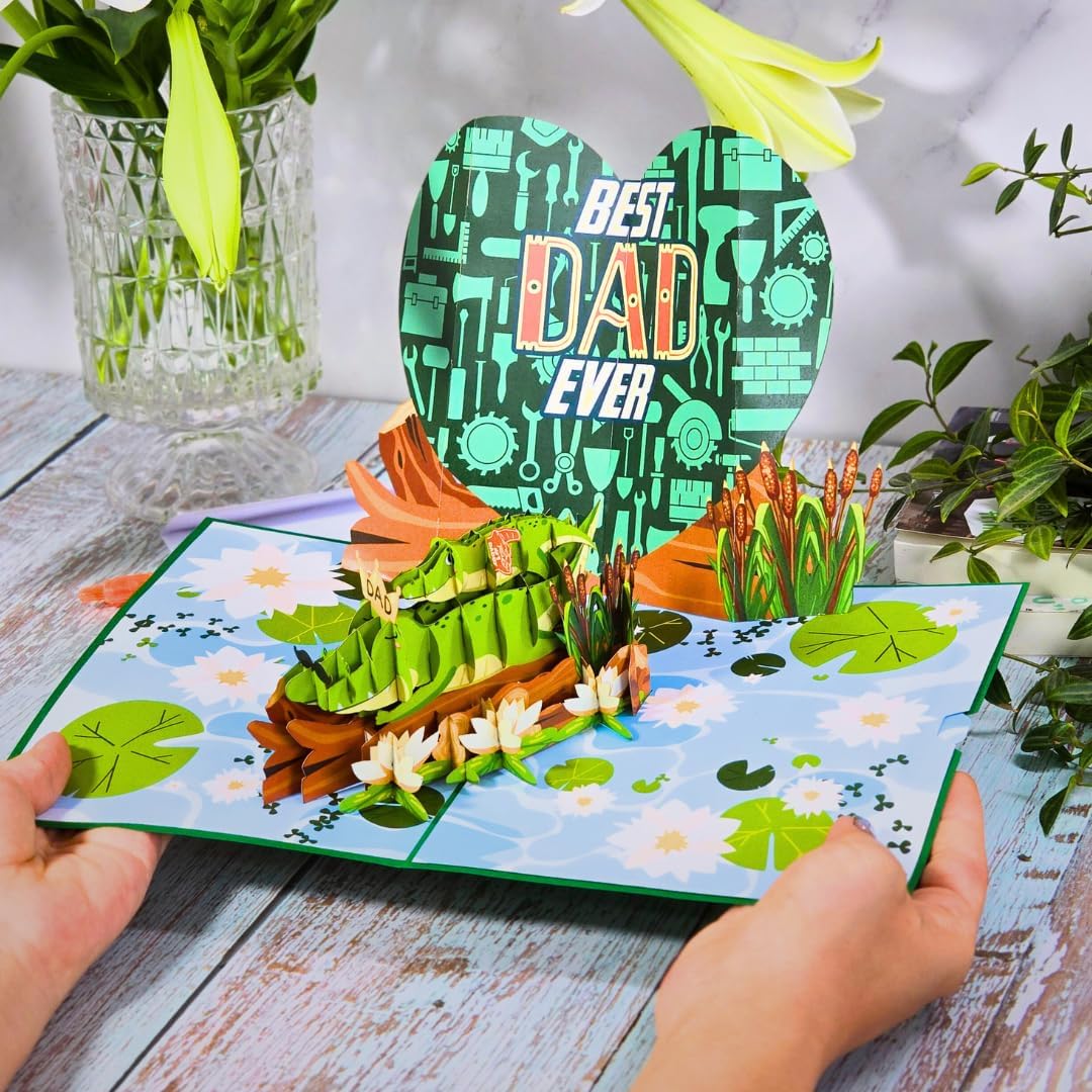 Pop Up Fathers Day Card, 6x8 inches Best Dad Ever Father's Day Card for Dad, Husband, Son With Envelope - Image 6