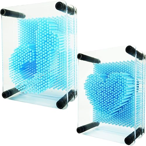 Miniatura 7 de 3D Pin Art Juguete Sensorial Tamaño 5x3.7 Pulgadas Agujas Pin Impresión Juguete Intelectual Divertido Rainbow Juguetes, Azul Claro