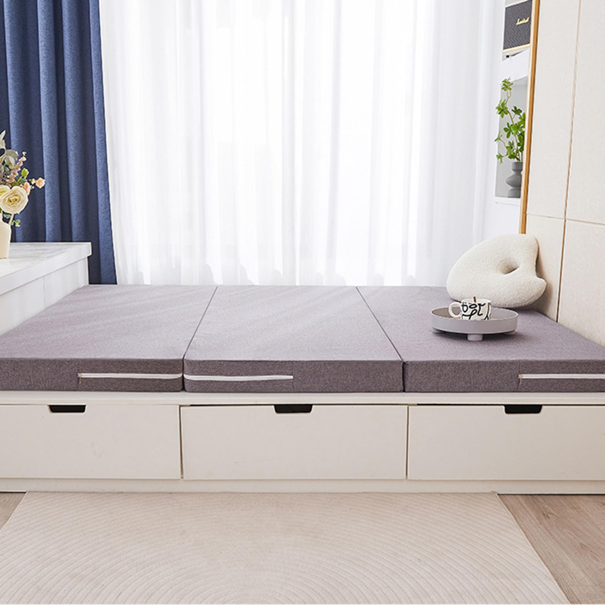 Colchón plegable individual y doble para invitados, lavable, portátil, Sp Solut (190 x 100 x 8,5 cm), mesa y conveniente cama