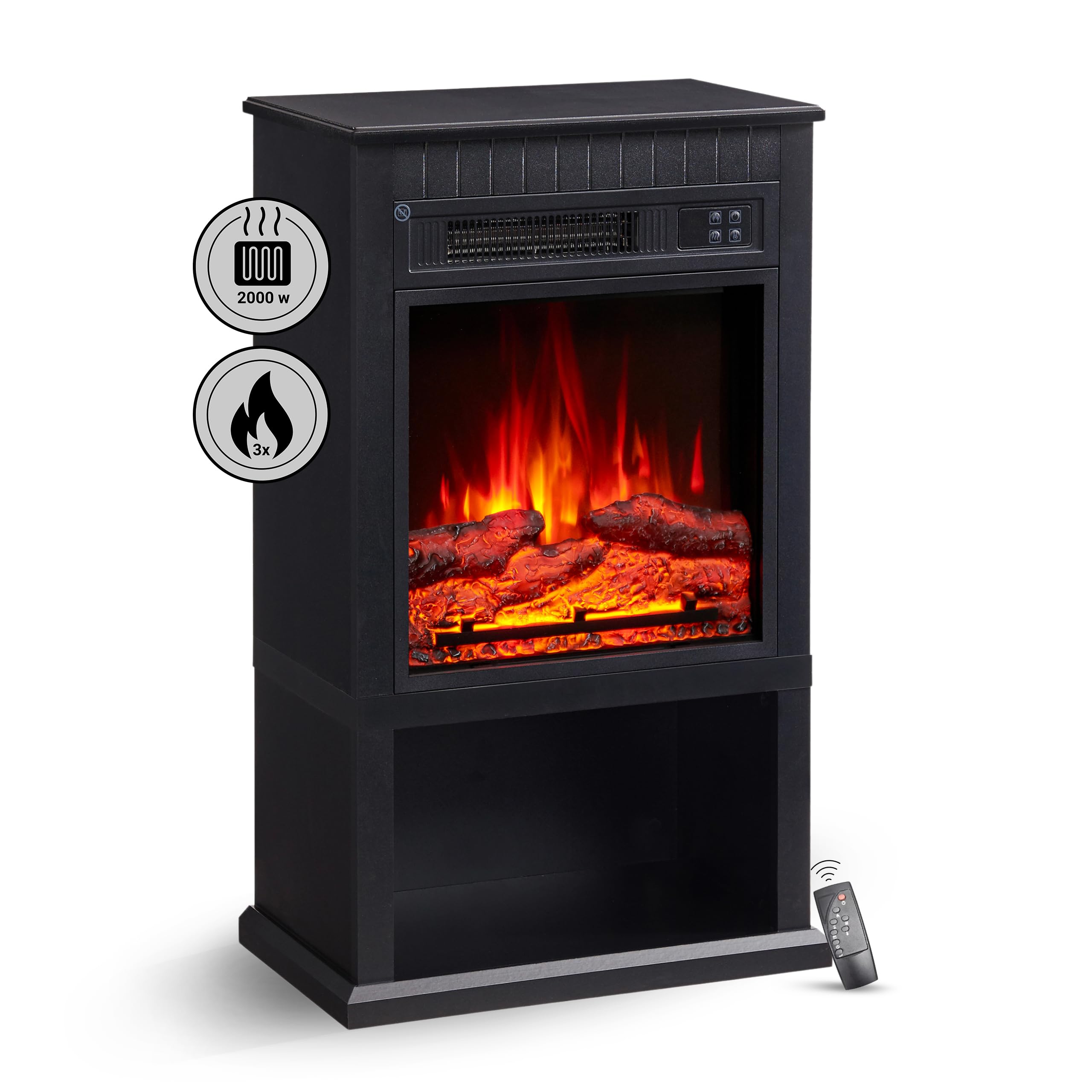 Balderia Camino elettrico Ember | Camino elettrico con effetto fiamma 3D, riscaldamento 2000 W, timer e termostato
