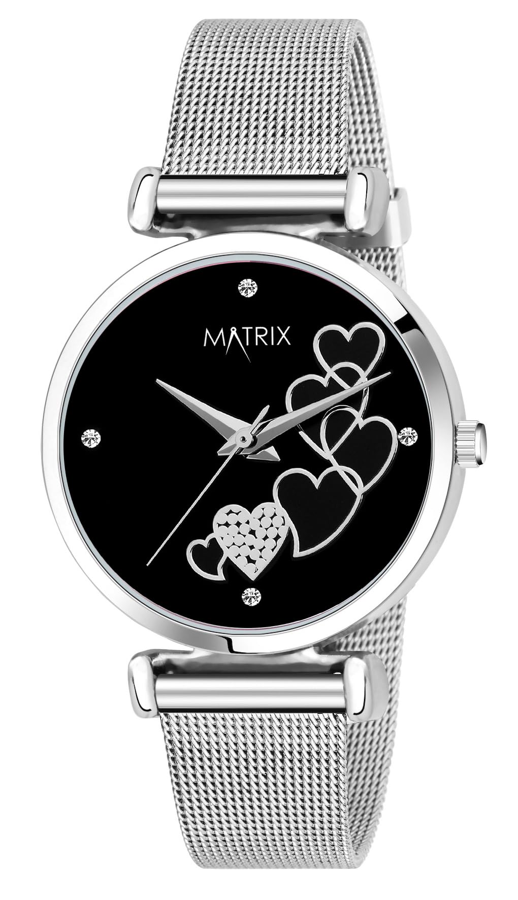 Matrix Glamm Dual Tone Stone Studded Dial with Sapphire Mesh Strap Analog Watch for Women & Girls (Blue) (Black) (B0CT8CQF52) Amazon Price History, Amazon Price Tracker