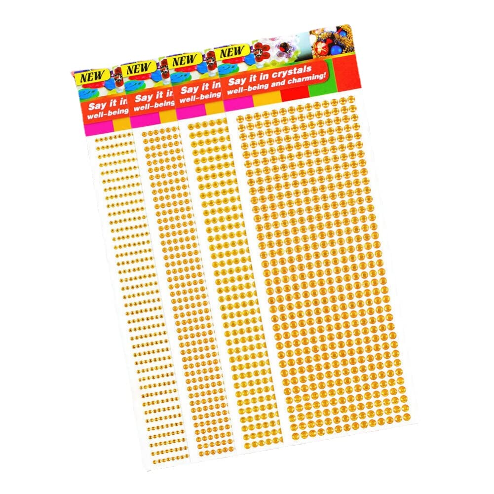 Anso Gold 1Pcs 3/4/6Mm Diy Rhinestone Stickers Self Adhesive Diamante Crystal Craft Gems Acrylic Sticky (,3Mm)