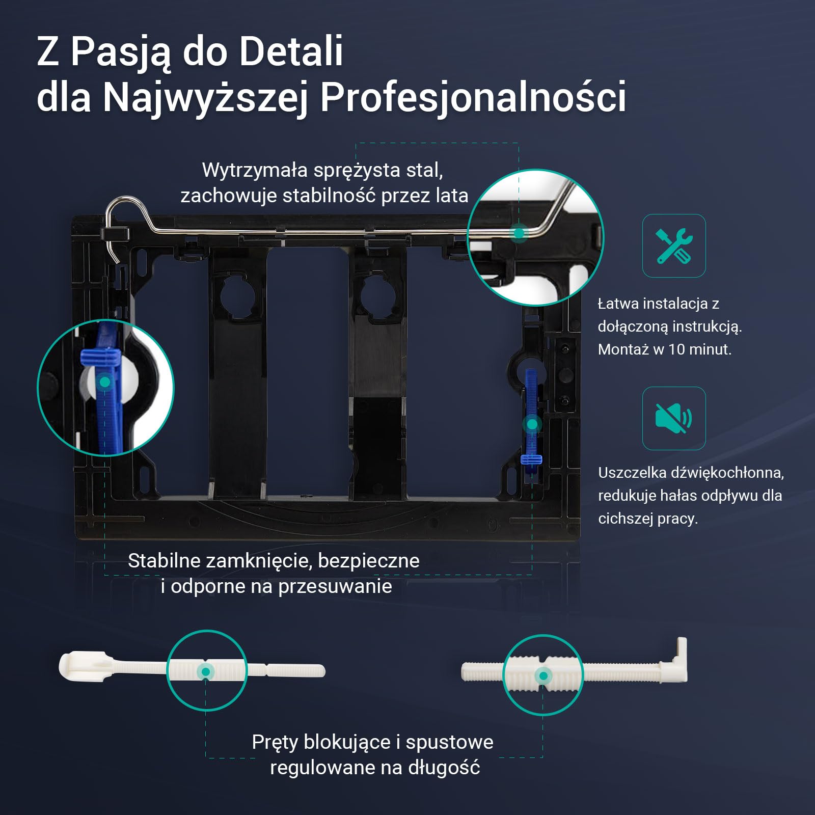 Empyreal Płytka dociskowa do WC spłuczka, części zamienne, kompatybilny z płytami uruchamiającymi Geberit Sigma 01 UP300 i 320, białe tworzywo sztuczne, do 2-krotnego spłukiwania, 1 sztuka