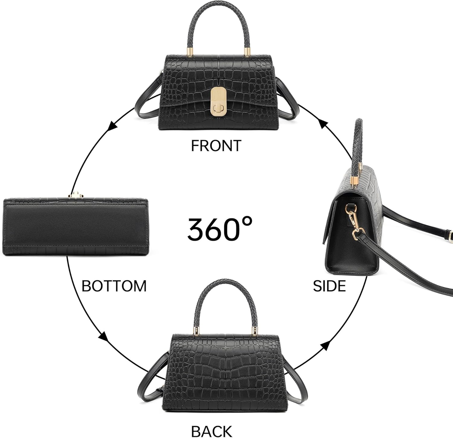 Top Handle Handbags for Women Small Satchel Crossbody Bag Designer Purse with Detachable Strap - Image 6