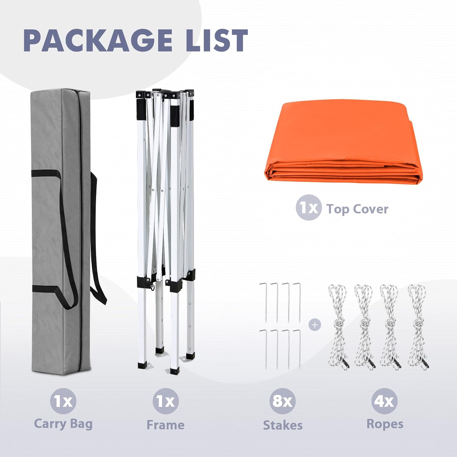 5x5 Pop Up Canopy Tent, Instant Portable Beach Canopy, Outdoor Tent with Carry Bag for Camping, Sports, Tailgating, Events, Orange