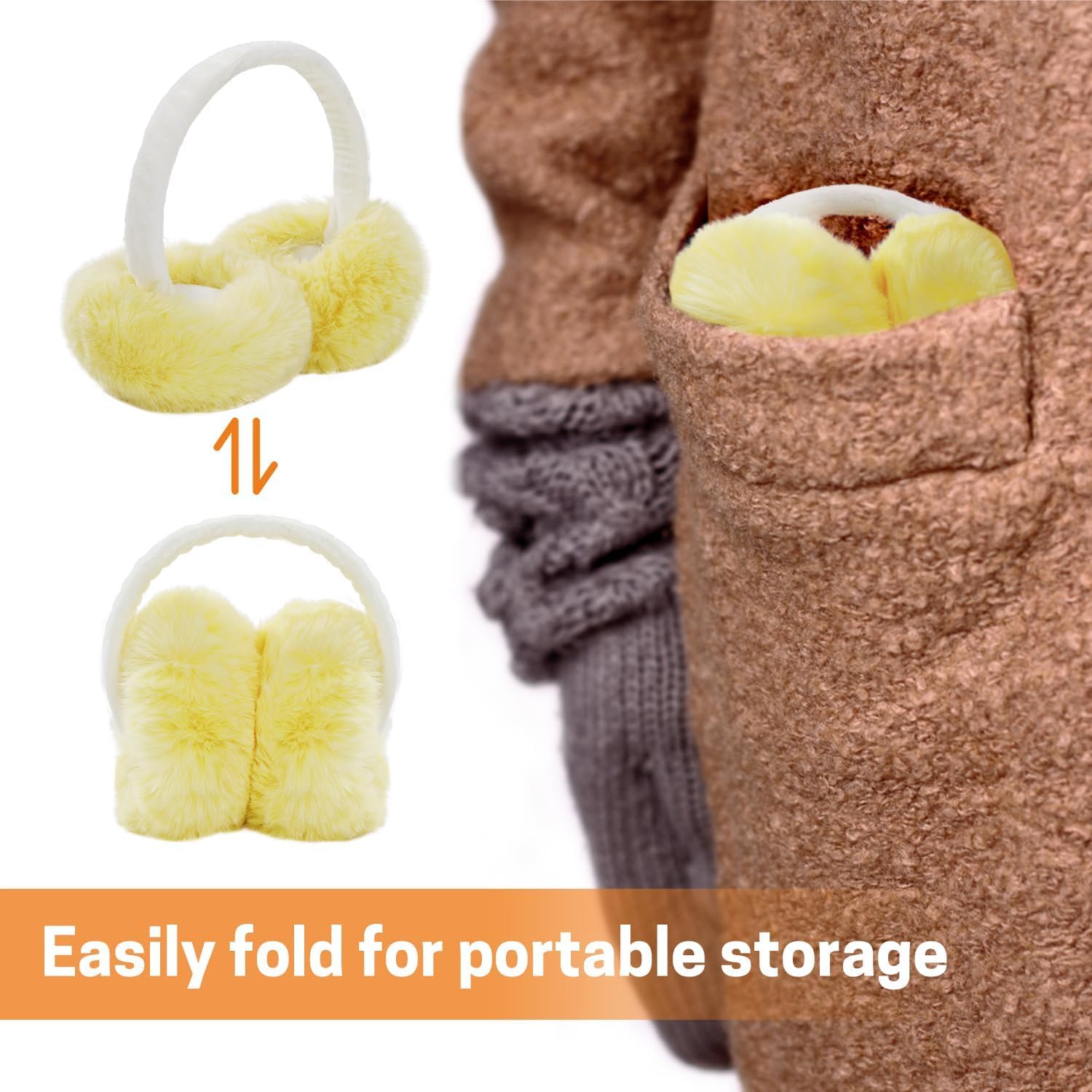 Aurya Winter Earmuffs for Kids, Foldable Fluffy Ear Warmer Girls & Boys Outdoor Adjustable Headband Ear Covers - Image 5