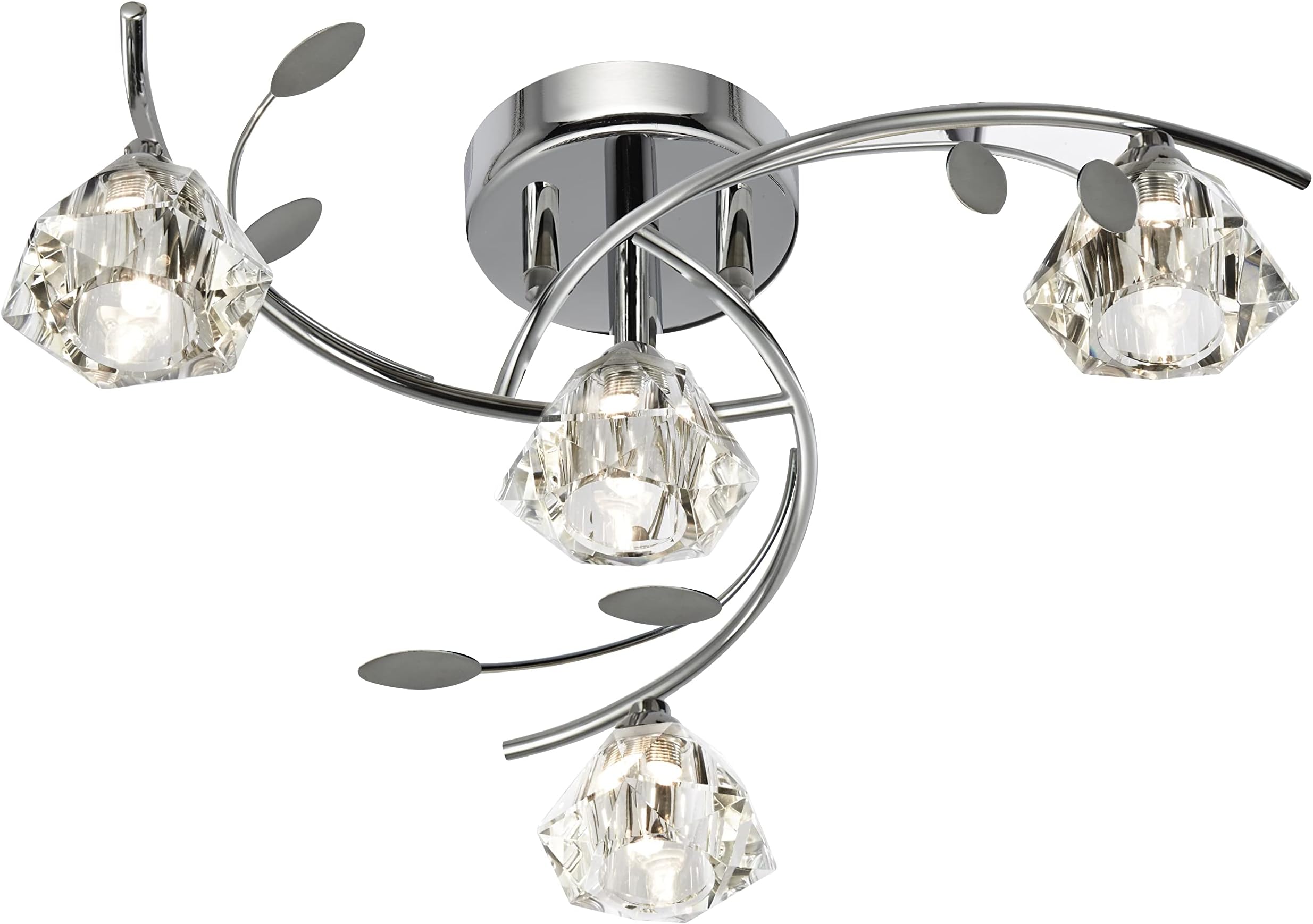 Searchlight Sierra 4 Ceiling Light in chrome (sculptured glass, leaf detail)