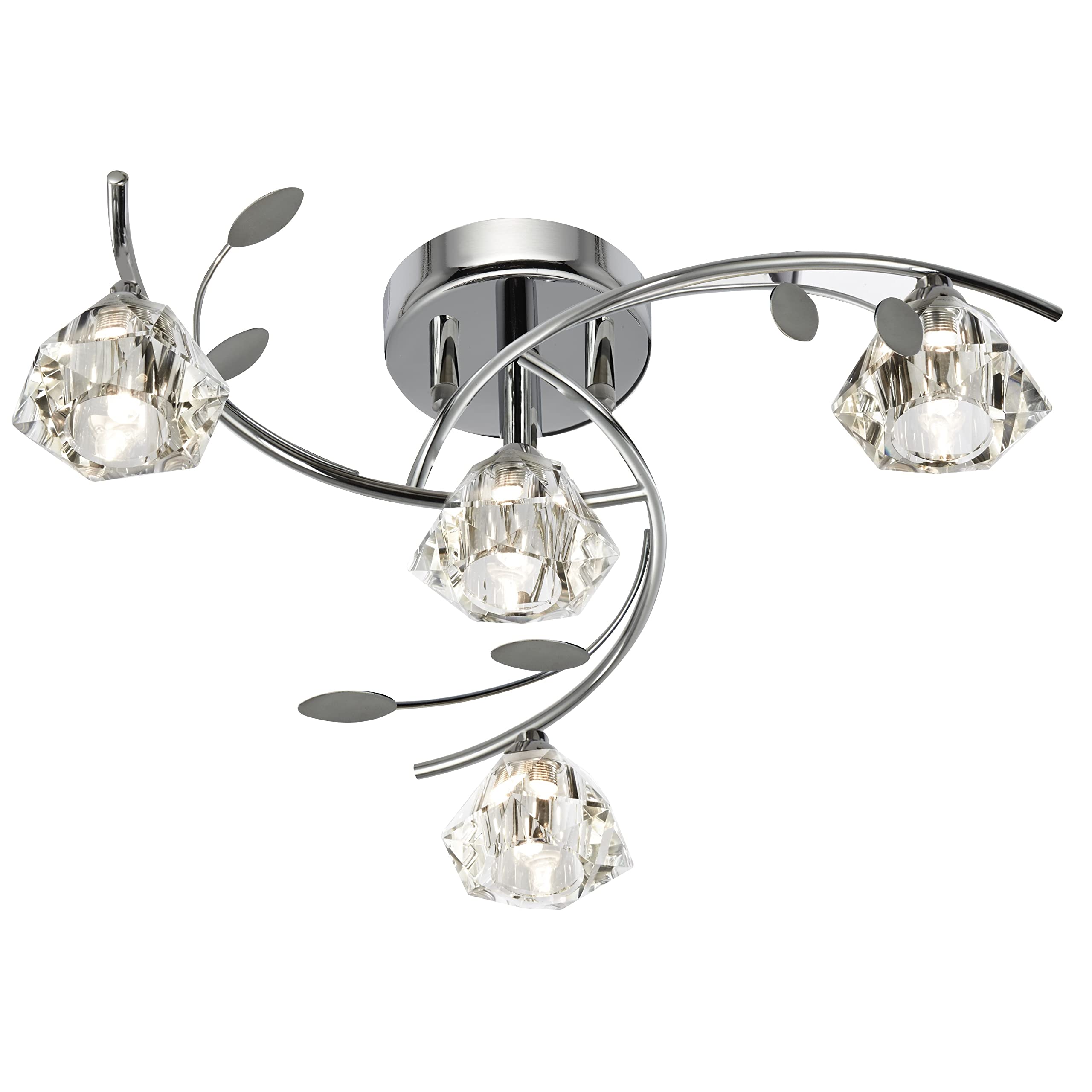 Searchlight Sierra 4 Ceiling Light in chrome (sculptured glass, leaf detail)