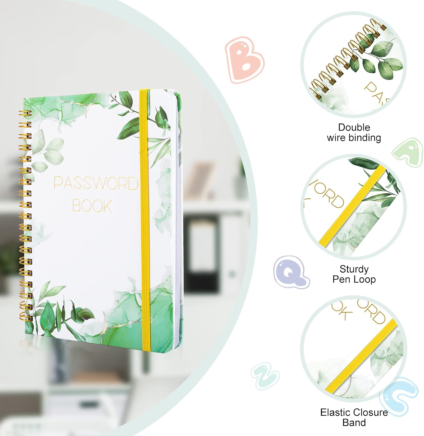 Password Book with Alphabetical Tabs - Spiral Password Notebook for Internet & Computer Login, Recording Website, Usernames, Passwords. Password Keeper for Home or Office, 5.1 x 6.9 IN image 2