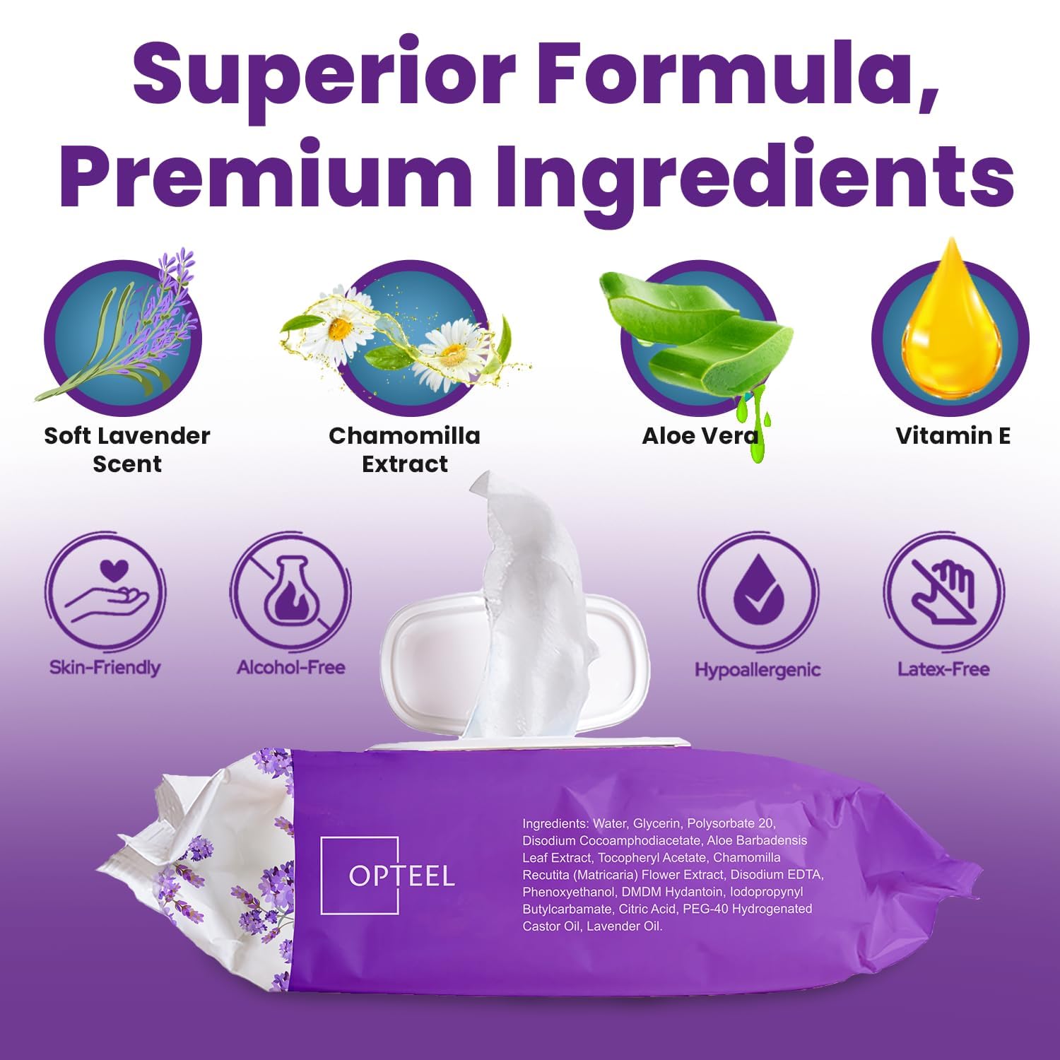 OPTEEL Salviette per adulti – Extra Large 8x13, profumate, pre-umidificate | Asciugamani usa e getta senza risciacquo, super morbidi, infusi di aloe e vitamina E, per la pulizia personale e la cura