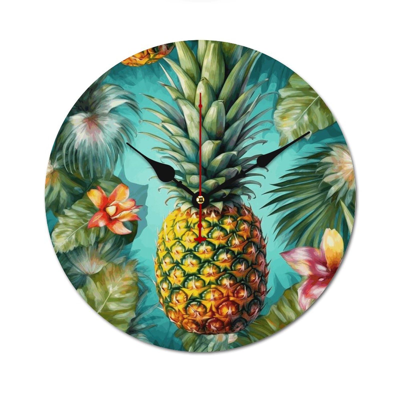 Horloge murale sans tic-tac 60 cm en bois design tropical pour supprimer les bruits