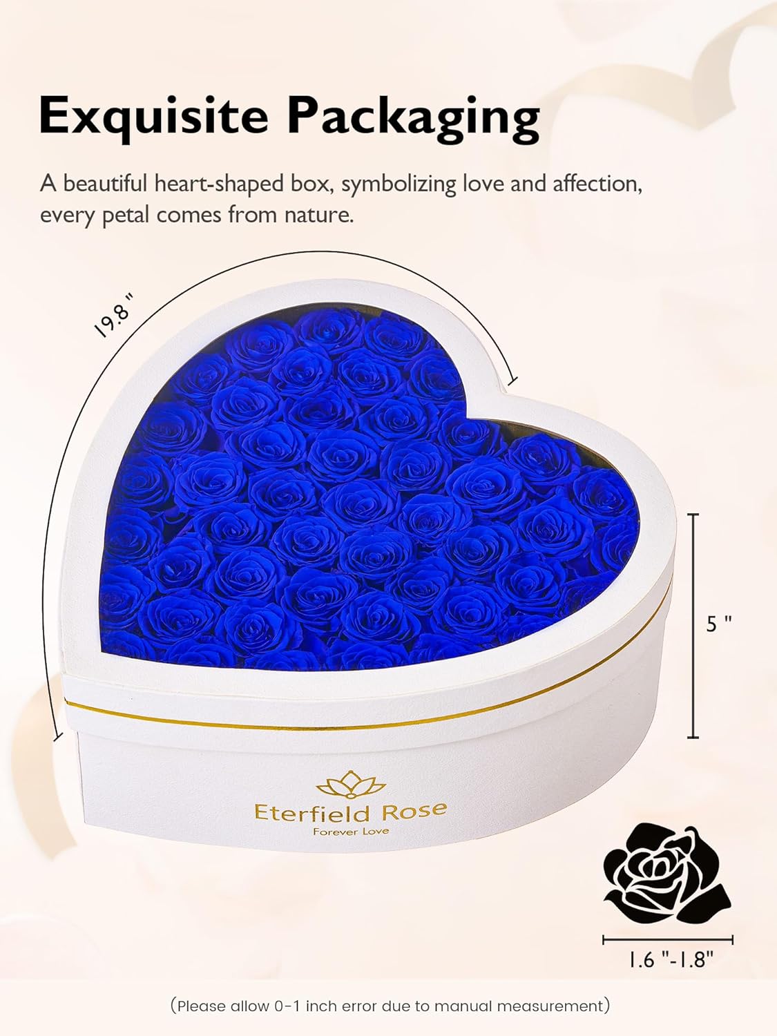 Eterfield 47 Forever Flowers in Heart Shape Box, Preserved Roses That Last a Year Preserved Flowers Birthday Gifts for Her Mom Women Wife Anniversary Valentines Day Mothers Day Christmas, Royal Blue - Image 3