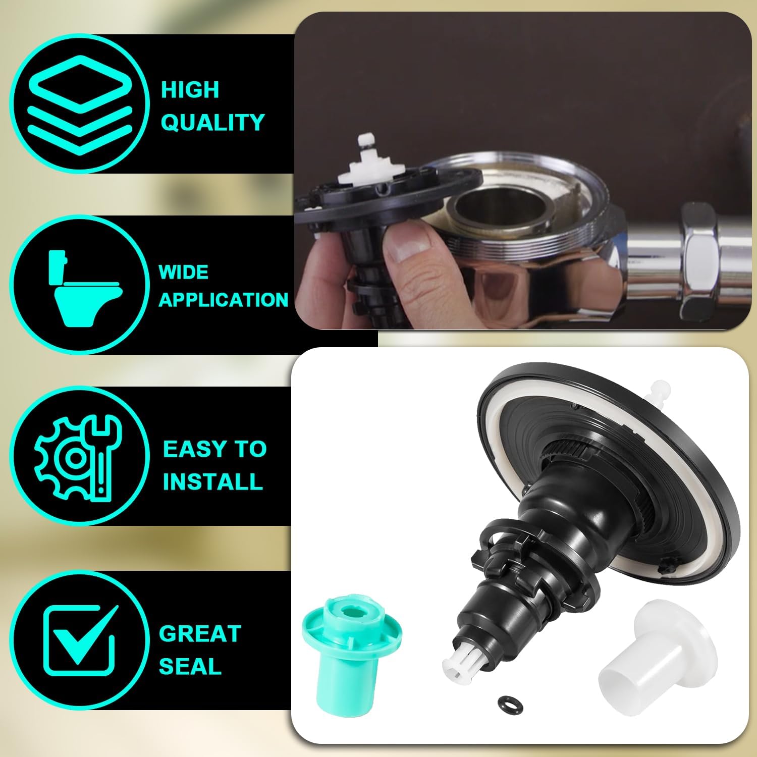 EBV-1020-A Diaphragm Assembly Kit,3325001 Flex-Tube Dual Filter Water Closet Electronic Diaphragm Assembly for Sloan ECOS/G2/Optima Plus/Solis 1.6/3.5/4.5 GPF Urinal Flushometers