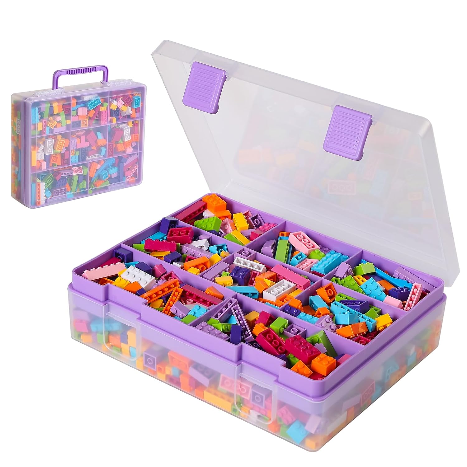 Douorgan Toy Storage Organizer for Lego Stackable Organizer Bins Portable Organizer Containers Storage Box Plastic Case for Bead