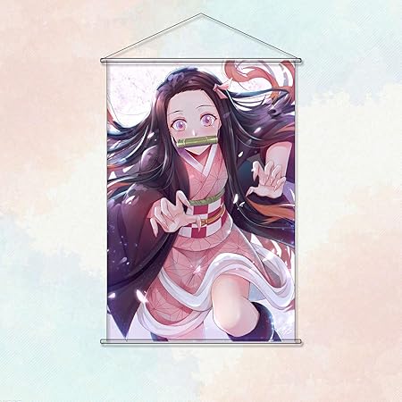 amazon co jp nijigendasuki タペストリー アニメ 鬼滅の刃 きめつのやいば 竈門 禰豆子 かまど ねずこ nezuko ポスター 掛ける絵 吊り軸 ファッション 可愛 二次元 壁掛け装飾 部屋 壁アート 誕生日プレゼント おしゃれ 萌え かわいい 90x60cm ホビー