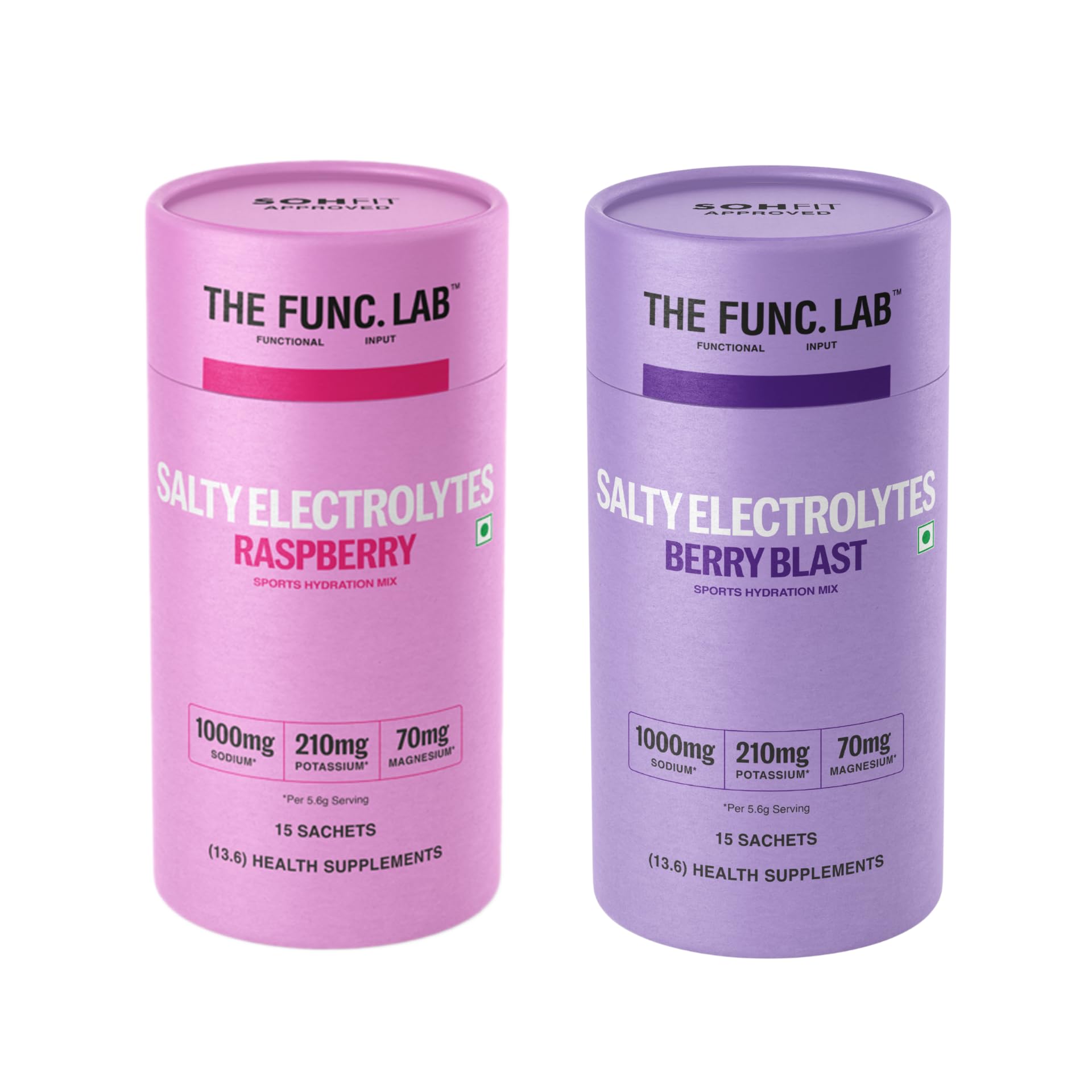 the func. lab daily electrolytes combo | salty raspberry & salty berry blast | 15 sachets each | electrolyte hydration drink mix